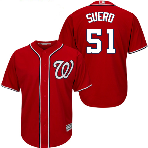Nationals #51 Wander Suero Red New Cool Base Stitched Youth MLB Jersey